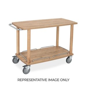 Carrello Servizio in Legno Massello Rifiniture in Metallo - 2 piani, Rovere