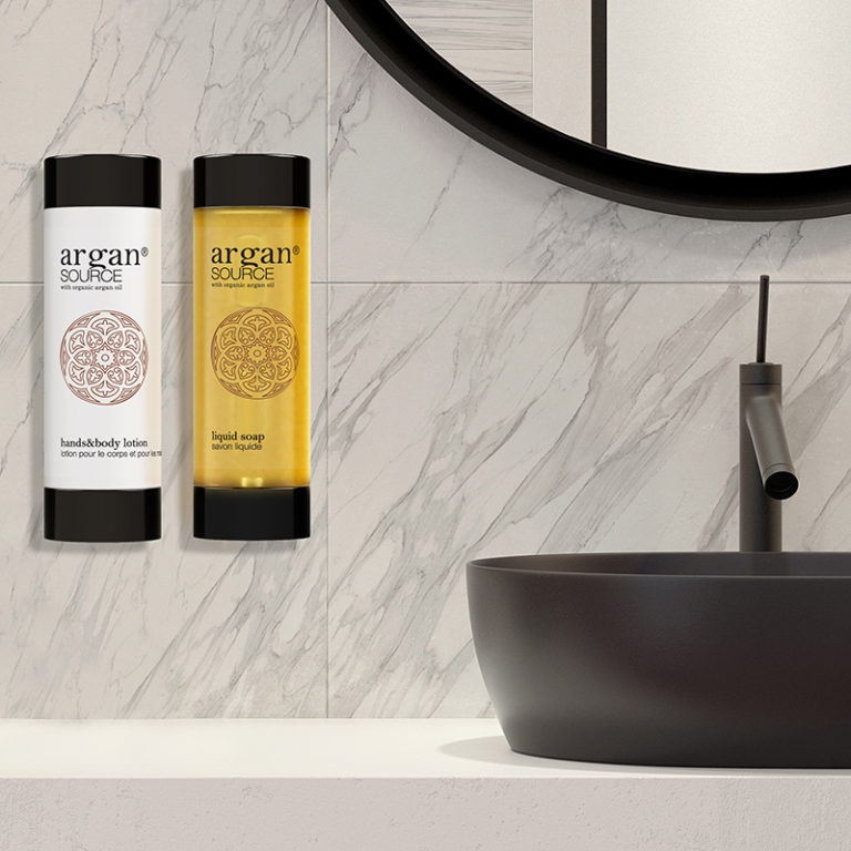 Dispenser Doccia Shampoo per Linea Cortesia per Hotel all'Olio di Argan