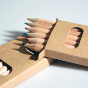 Astuccio Cartoncino Riciclato da 6 Matite Corte Colorate Planet - Senza stampa, 500 pezzi