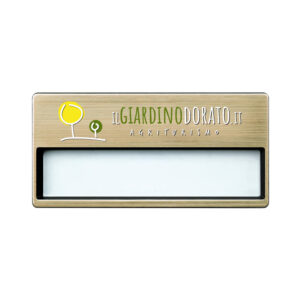 Badge Rettangolare con Portanome Oro