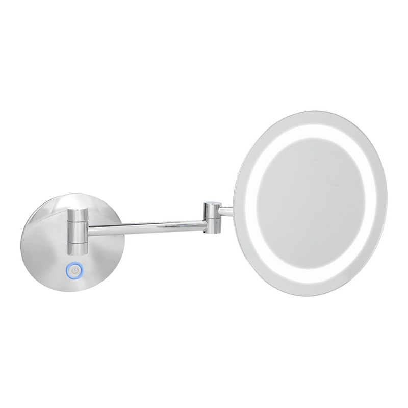 Specchio Cosmetico Tondo Doppio Braccio da Parete Illuminazione Led Celeste - immagine 3