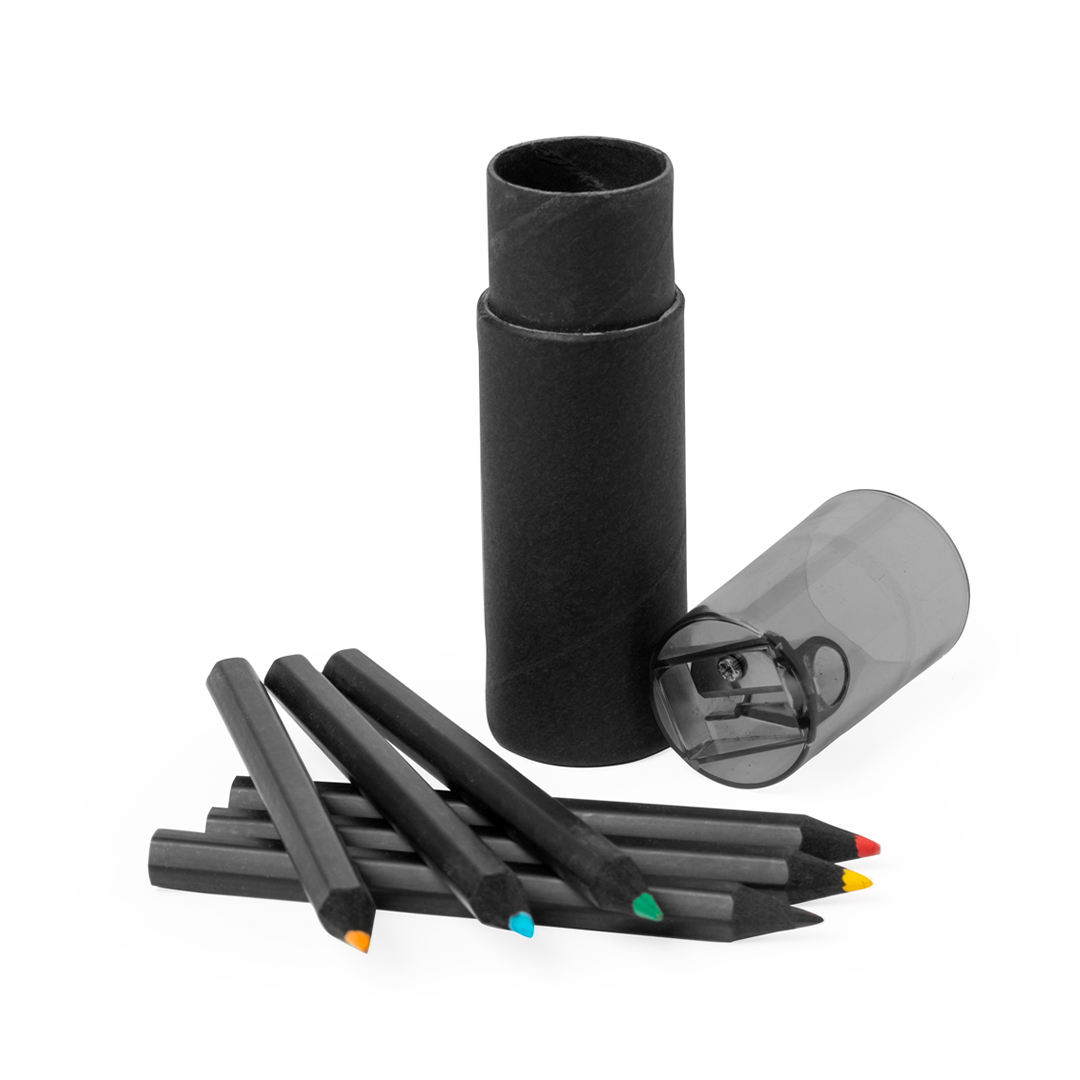 Tubo Color in Cartoncino Riciclato nero con Matite Colorate Temperino Artist - immagine 4