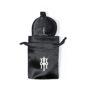 Mascherina Raso Morbido Nera con Elastici e Sachet Personalizzati