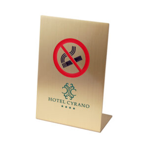 Targa con Base di appoggio in Ottone Satin Vietato Fumare Personalizzata