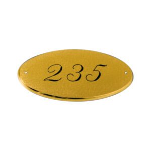 Numeri Porta in Ottone Ovale Satin con Bordo Lucido