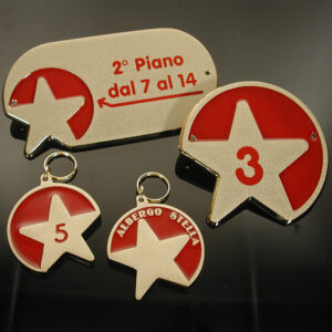 Targhe ai Piani e Numeri Porta in Ottone Fuso Smaltato Linea Stella