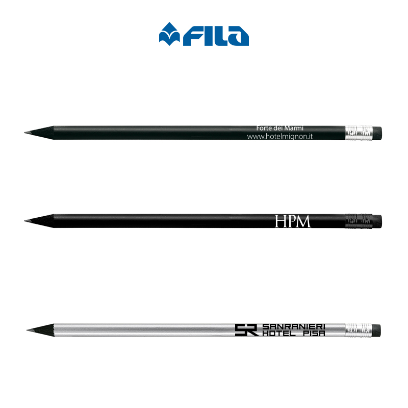 Lapis Tondo FILA cm 18 in Legno Nero con Gomma Serie Black