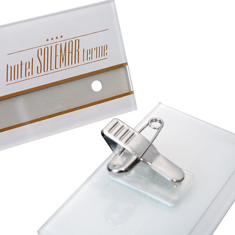 Distintivi in Ottone Argento Satin Attacco con Spilla e Morsetto - immagine 2